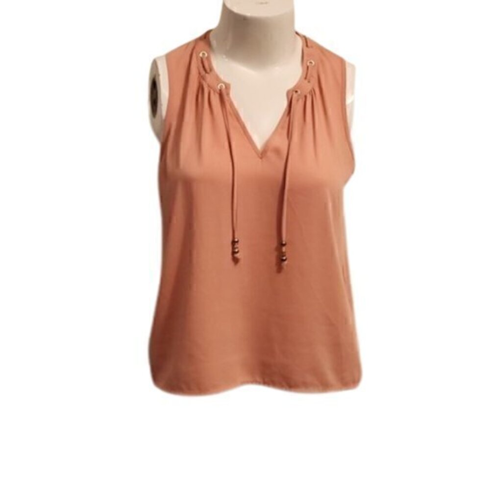 [Guess] Orange V-neck Blouse - Size XL